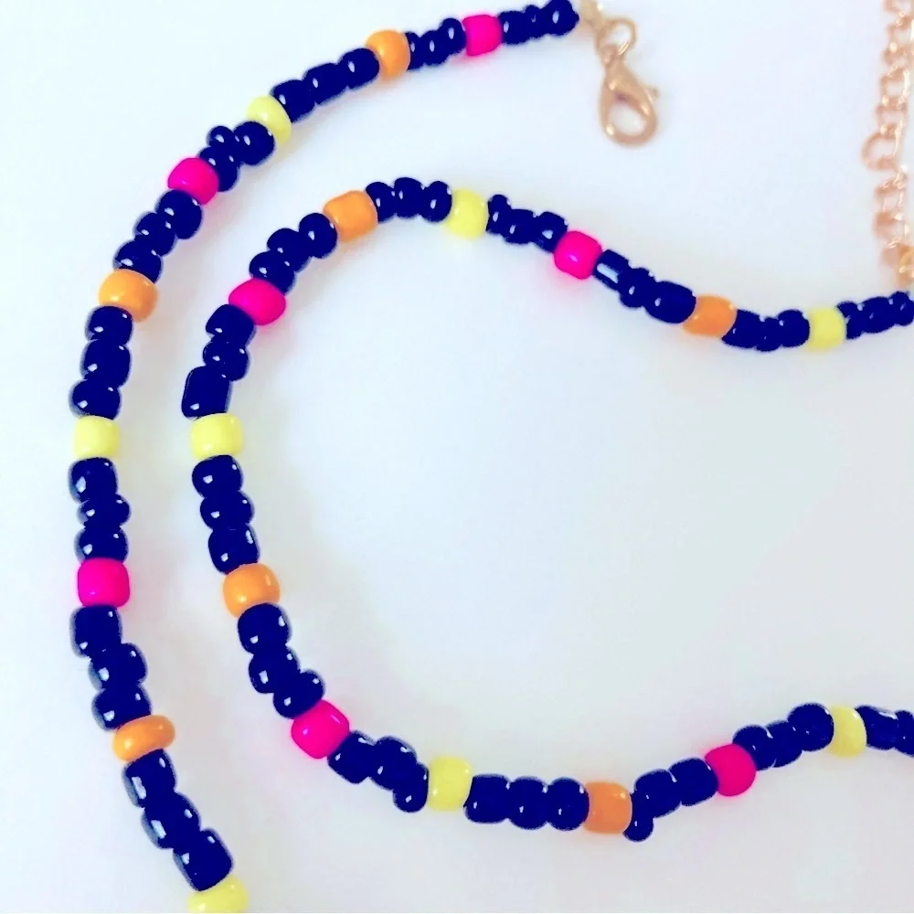 Handmade Glass Bead Necklace with Handmade Charm Pendant | M12 - Picture 3 of 3